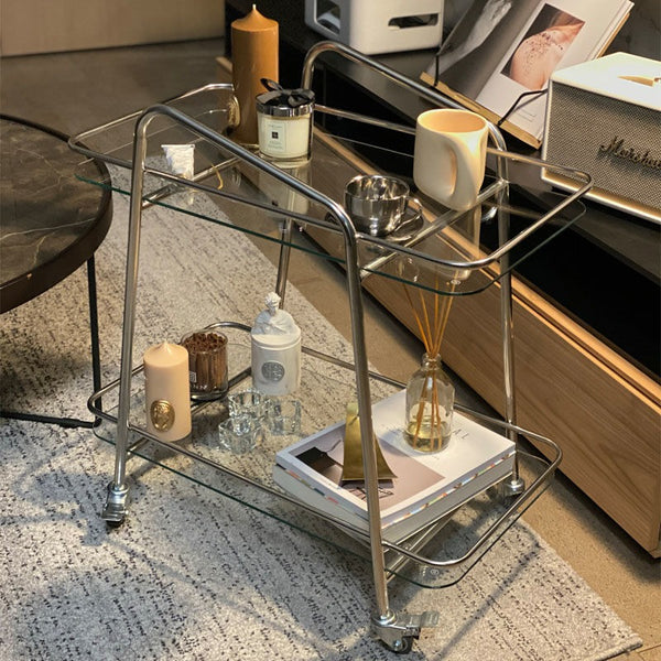 Transparent 2 Layer Glass Trolley