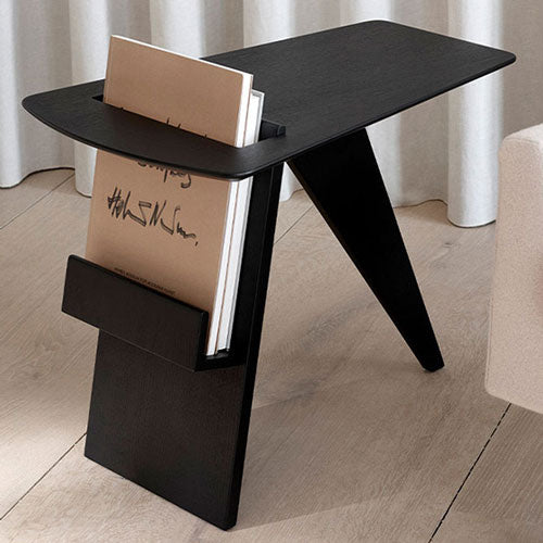 Elegant Black Table With Magazine Rack
