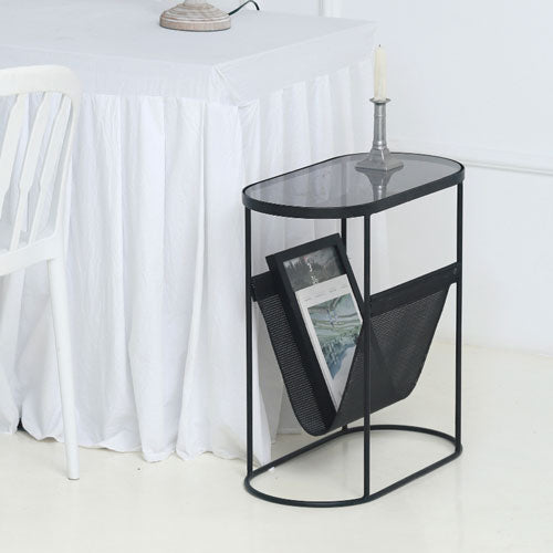 Modern Black Table with Magazine Rack