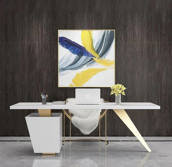 Golden White Office Desk - Inreno
