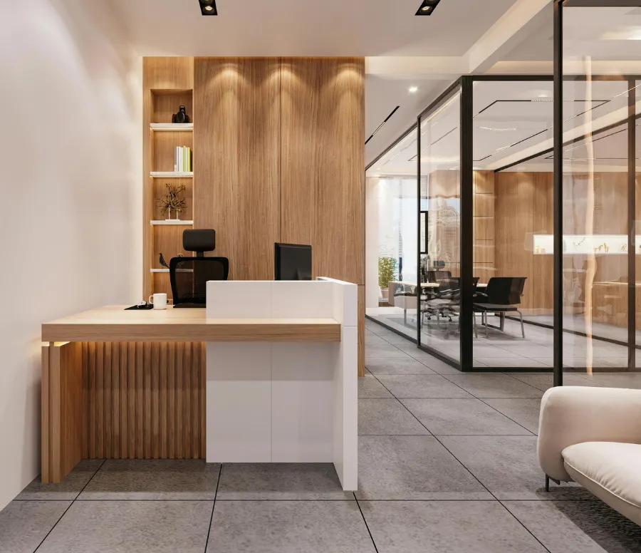 Open office layout interior
