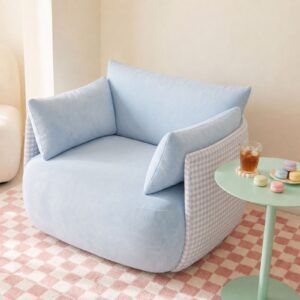 Blue Check Lounge Chair