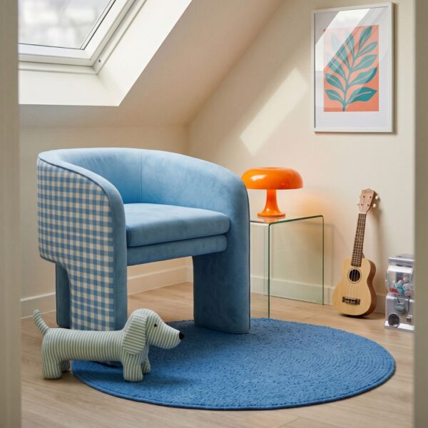 Blue Gingham Armchair