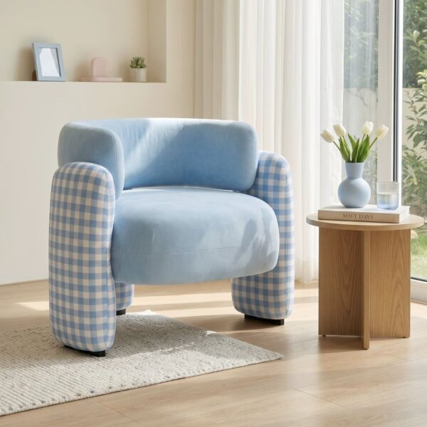 Blue Gingham Lounge Chair