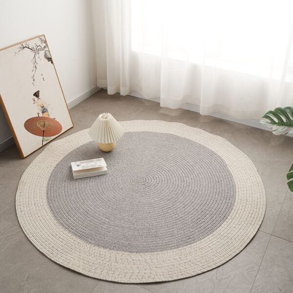 Grey Border Round Rug