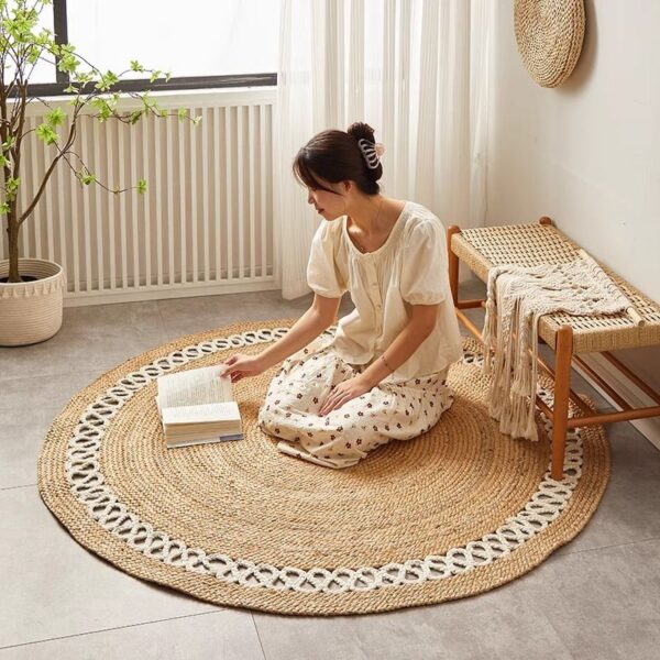 Lace Trim Jute Rug