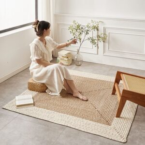 Natural Border Square Rug