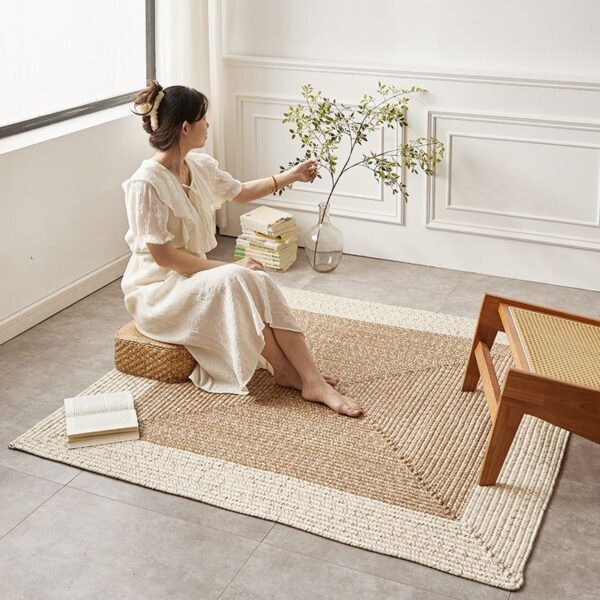 Natural Border Square Rug