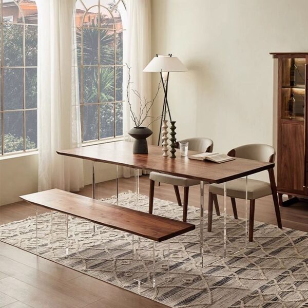 Walnut Acrylic Dining Table