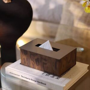 Wood Grain Steel Tissue Box