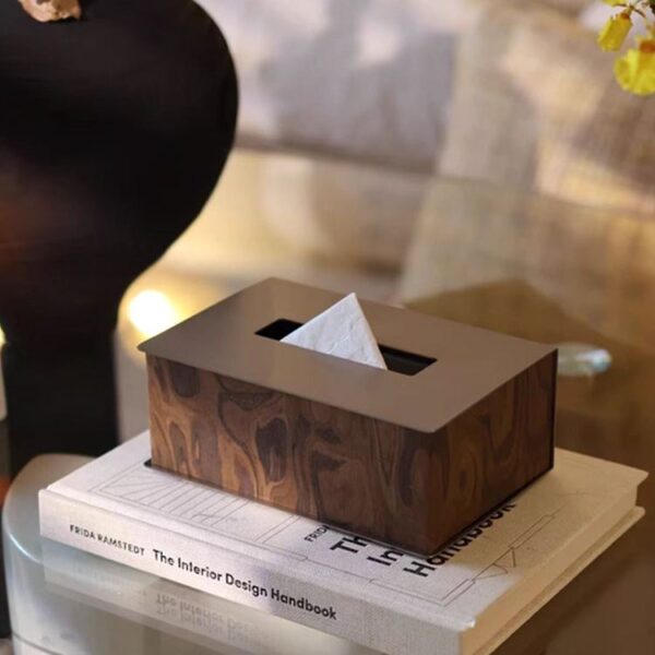 Wood Grain Steel Tissue Box